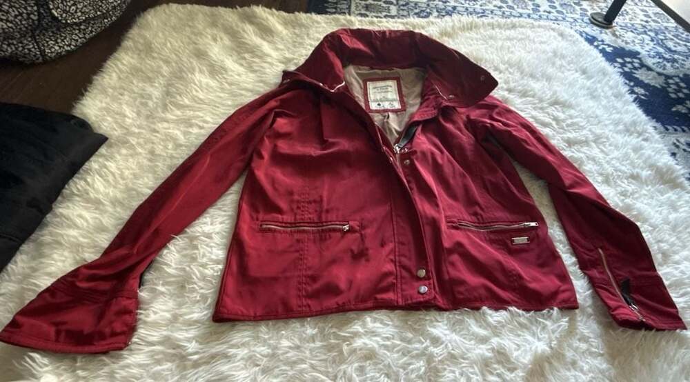 Abercrombie & Fitch Women's Red Water Resistant Moto Jacket Size M